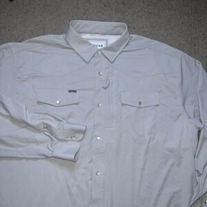 Poncho Men's XL Gray Nylon Pearl Snap Reg Fit Long Sleeve Point Collar Shirt